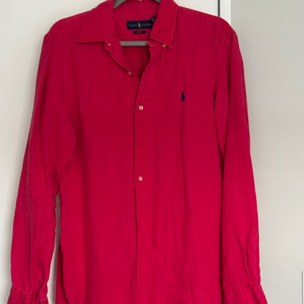 Ralph Lauren Men's Vibrant Red Button Down Shirt